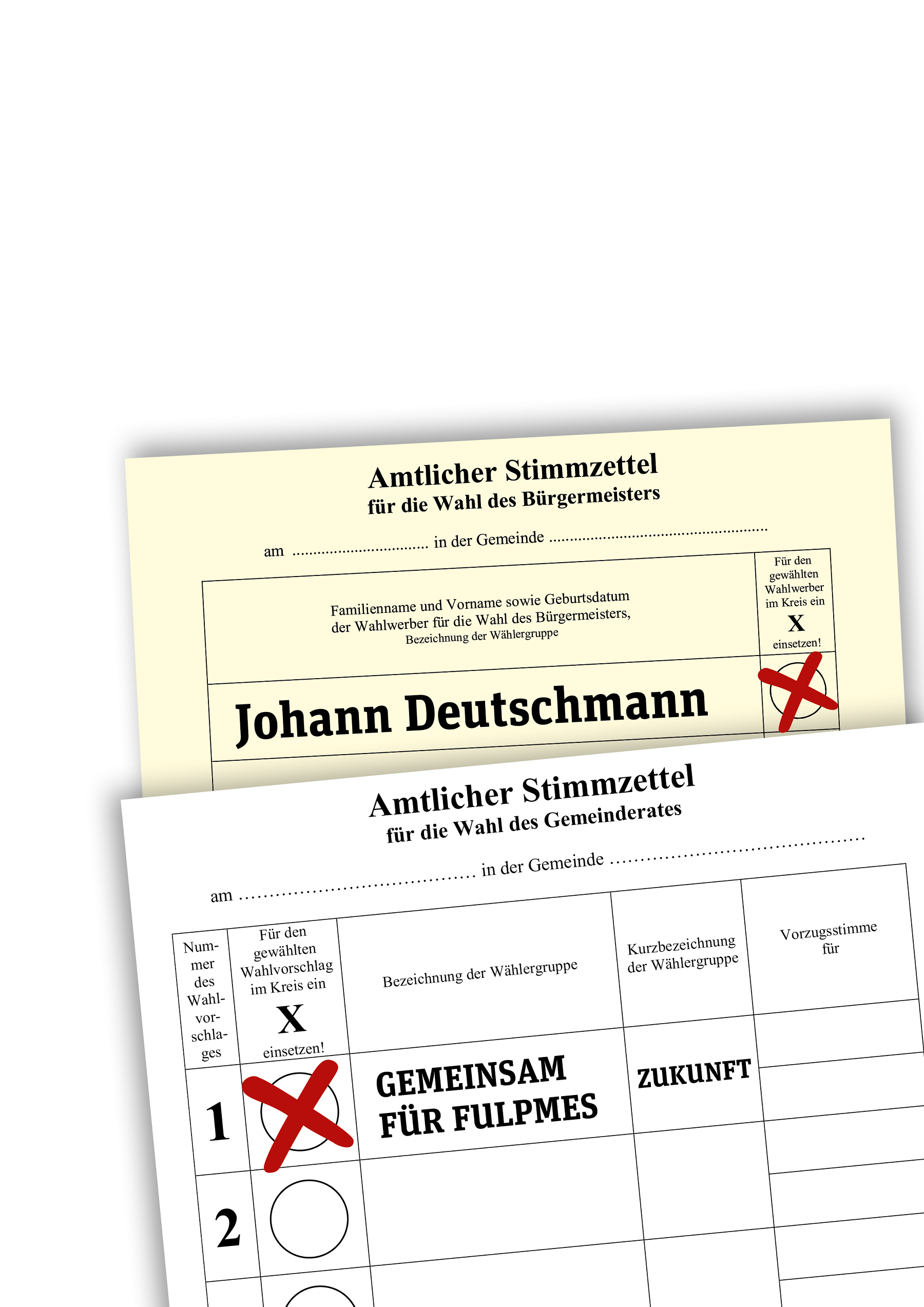 Stimmzettel Gemeinderatswahl Briefwahl Fulpmes
